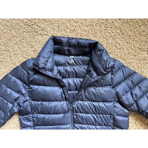 UNIQLO Down Packable Full Zip Puffer Jacket Kids Youth Size XL Blue Lightweight - Picture 3 of 11